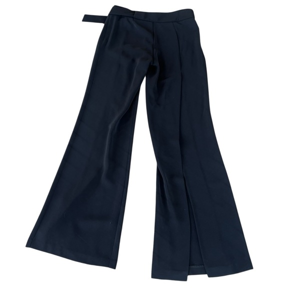 Y2K BEBE Black Split Leg Low Rise Club Pants Belted Flowy Whimsigoth Sz 6 USA - Picture 4 of 16